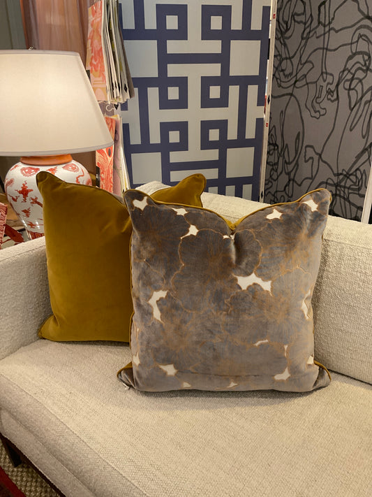 22" Gold Floral Pillows-PAIR