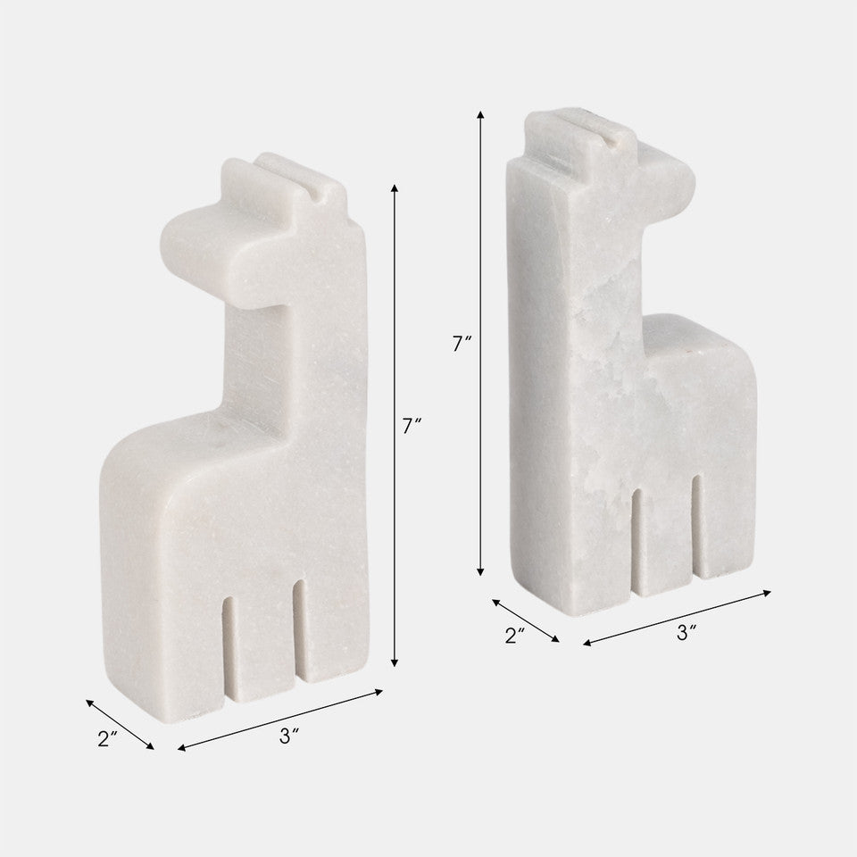 Marble Giraffe Bookends S/2