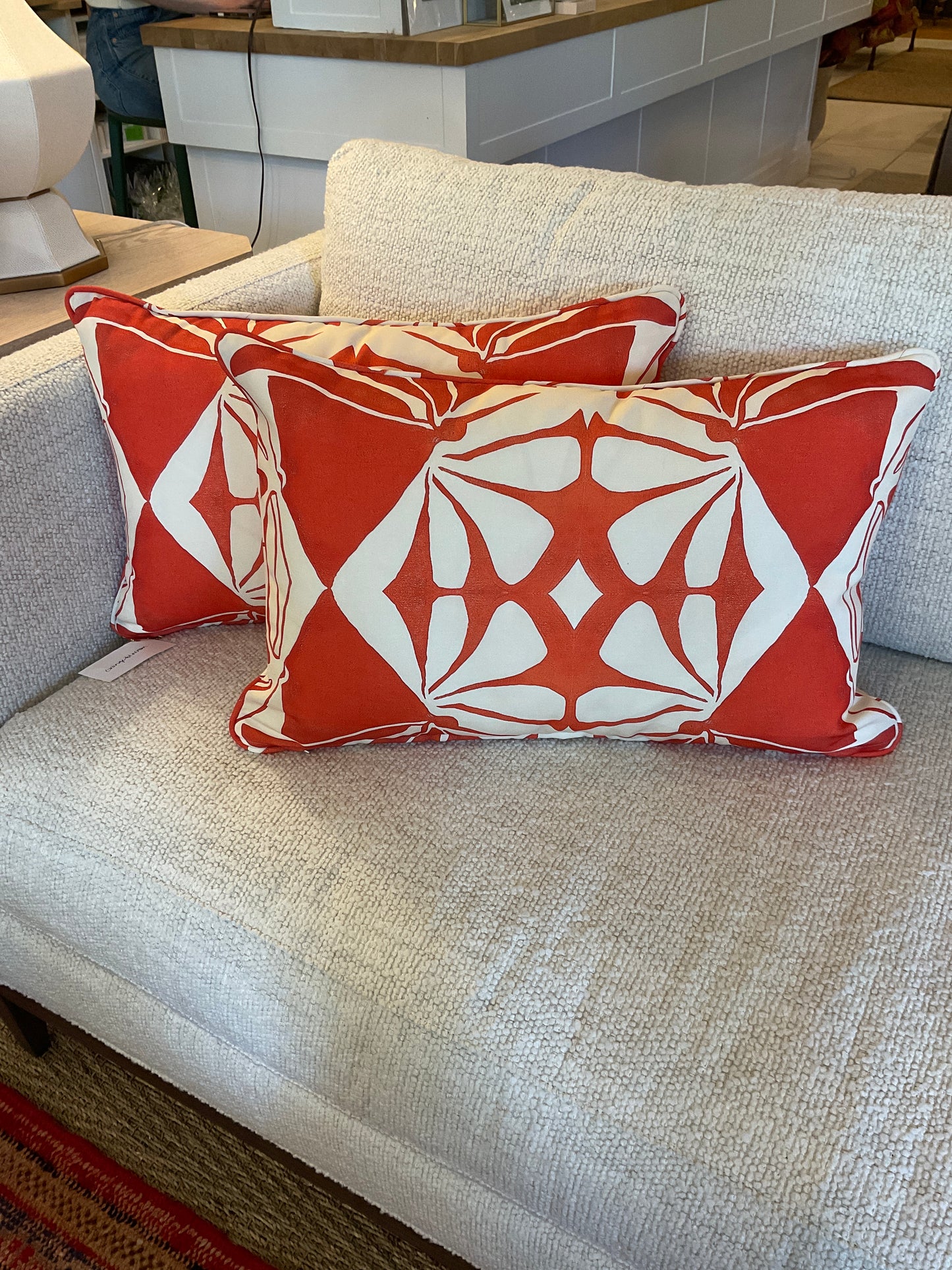 PAIR-Orange Blossom Indoor/Outdoor Lumbar Pillow