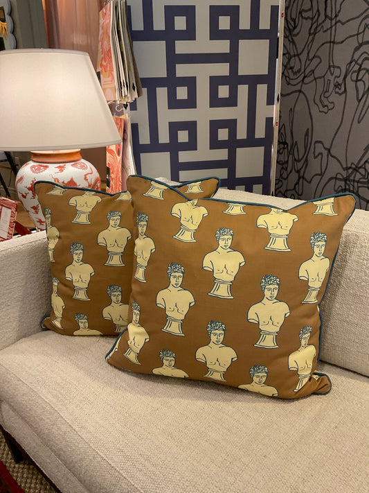 22" Sepia Bust Adonis Pillows-PAIR
