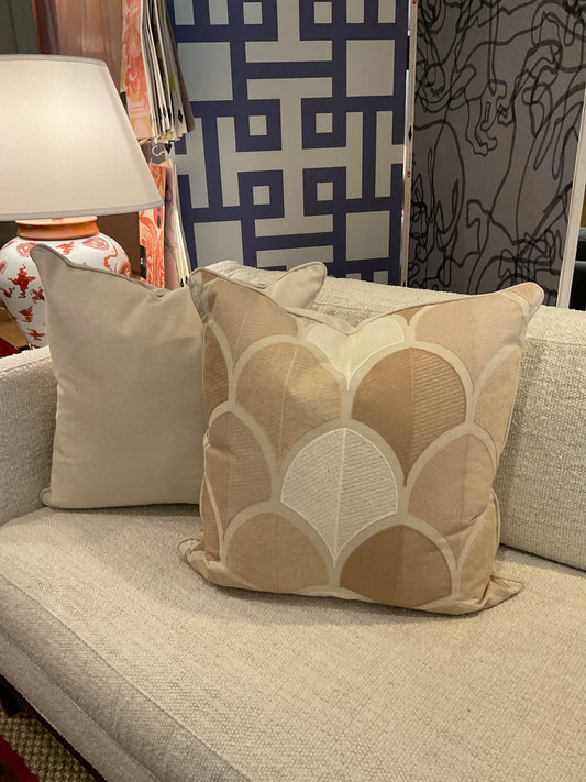 22" Camel Scalloped Pillows-PAIR