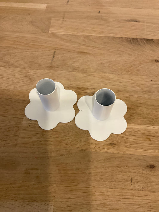 White Candle Holders Pair