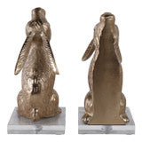 Gold Bunny Bookends S/2