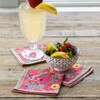 S/6 Coral Bird Sheeting Cocktail Napkins