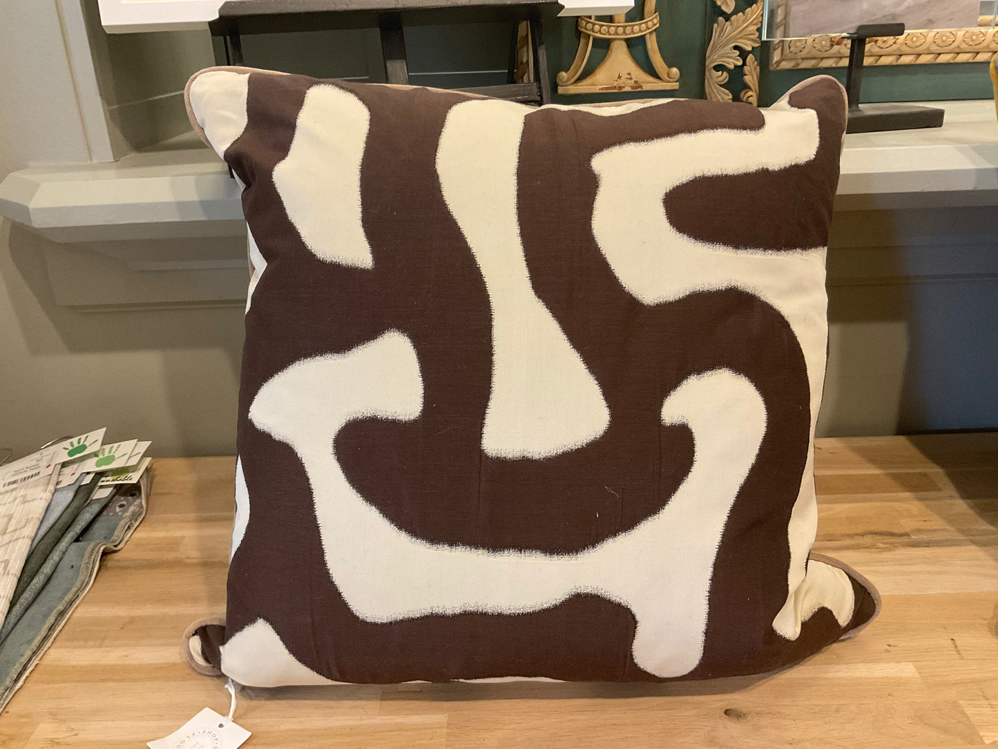 22" Brown & Cream Swirl Pillows-PAIR