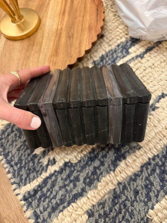 Scalloped Black Marble Box