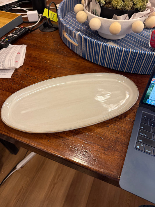 Grey Oval Ceramic Tray
