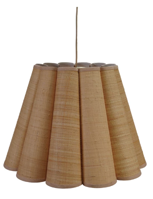 Raffia Scalloped Pendant Lamp with Linen Trim, 8' Fabric Cord