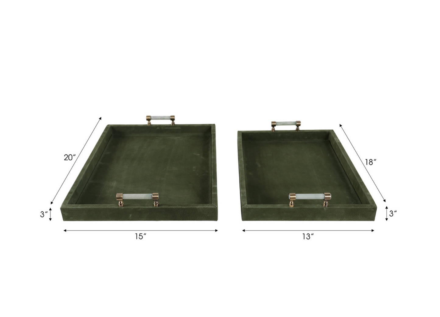 Green Suede and Stone Trays