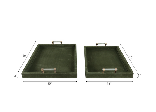 Green Suede and Stone Trays