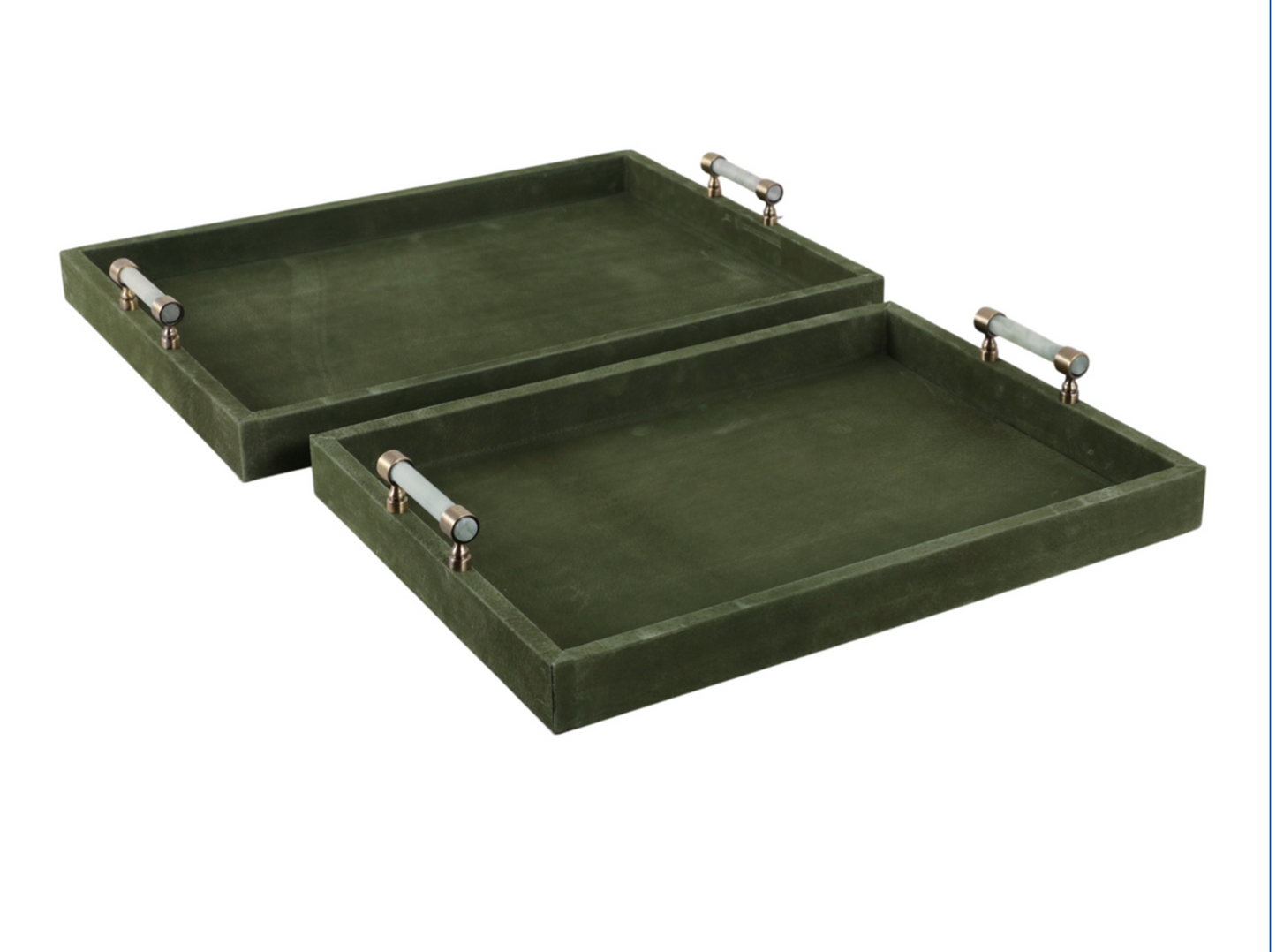 Green Suede and Stone Trays