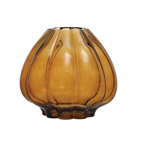 Amber Fluted Vase