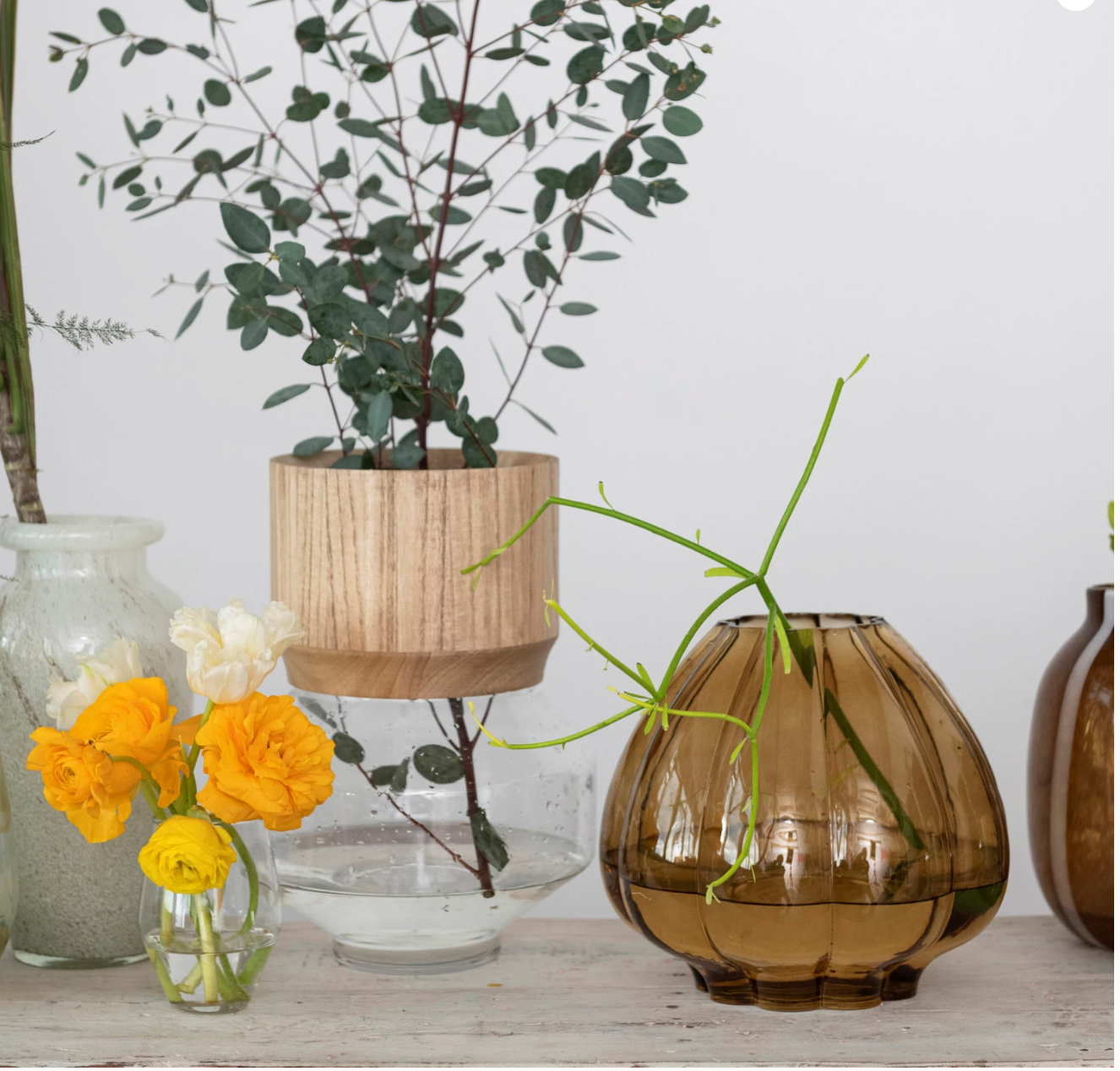 Amber Fluted Vase