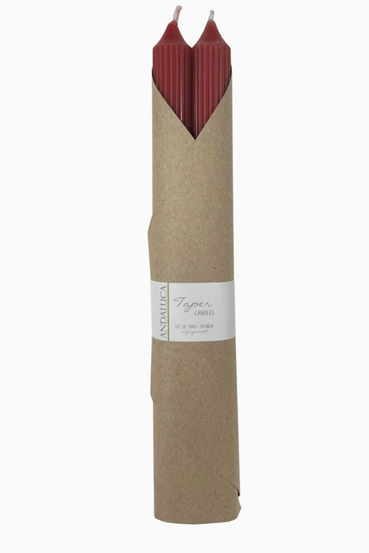 S/2 Red Ridged Taper Candles
