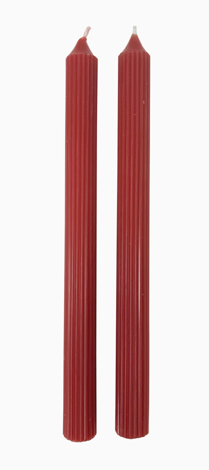 S/2 Red Ridged Taper Candles