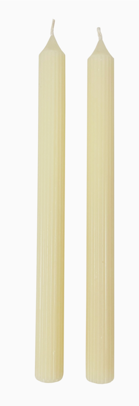 S/2 Ivory Ridged Taper Candles