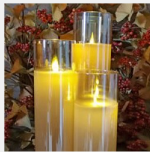 S/3 Clear Glass Flameless Candles