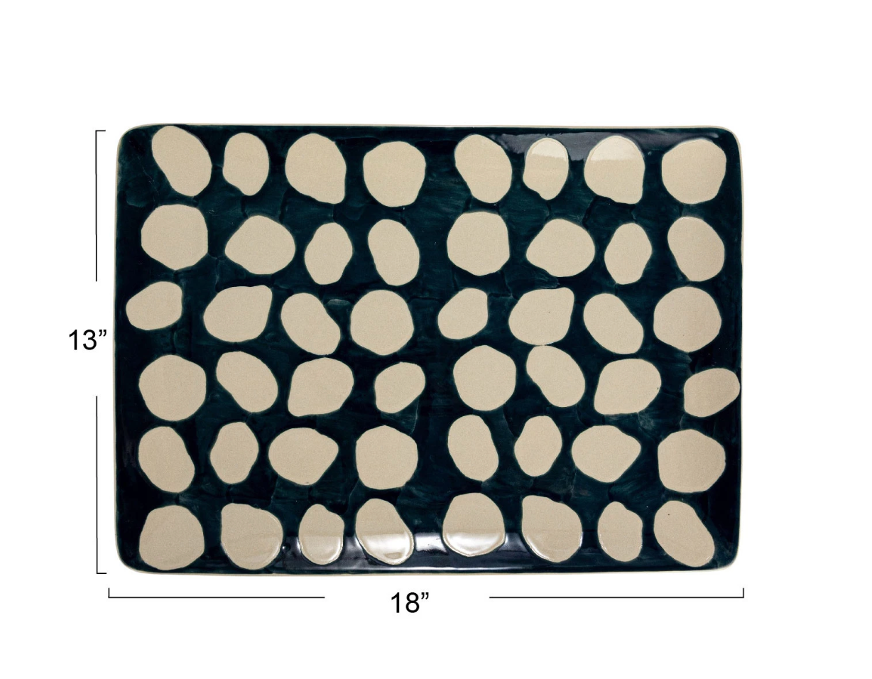 Stoneware Platter with Dots