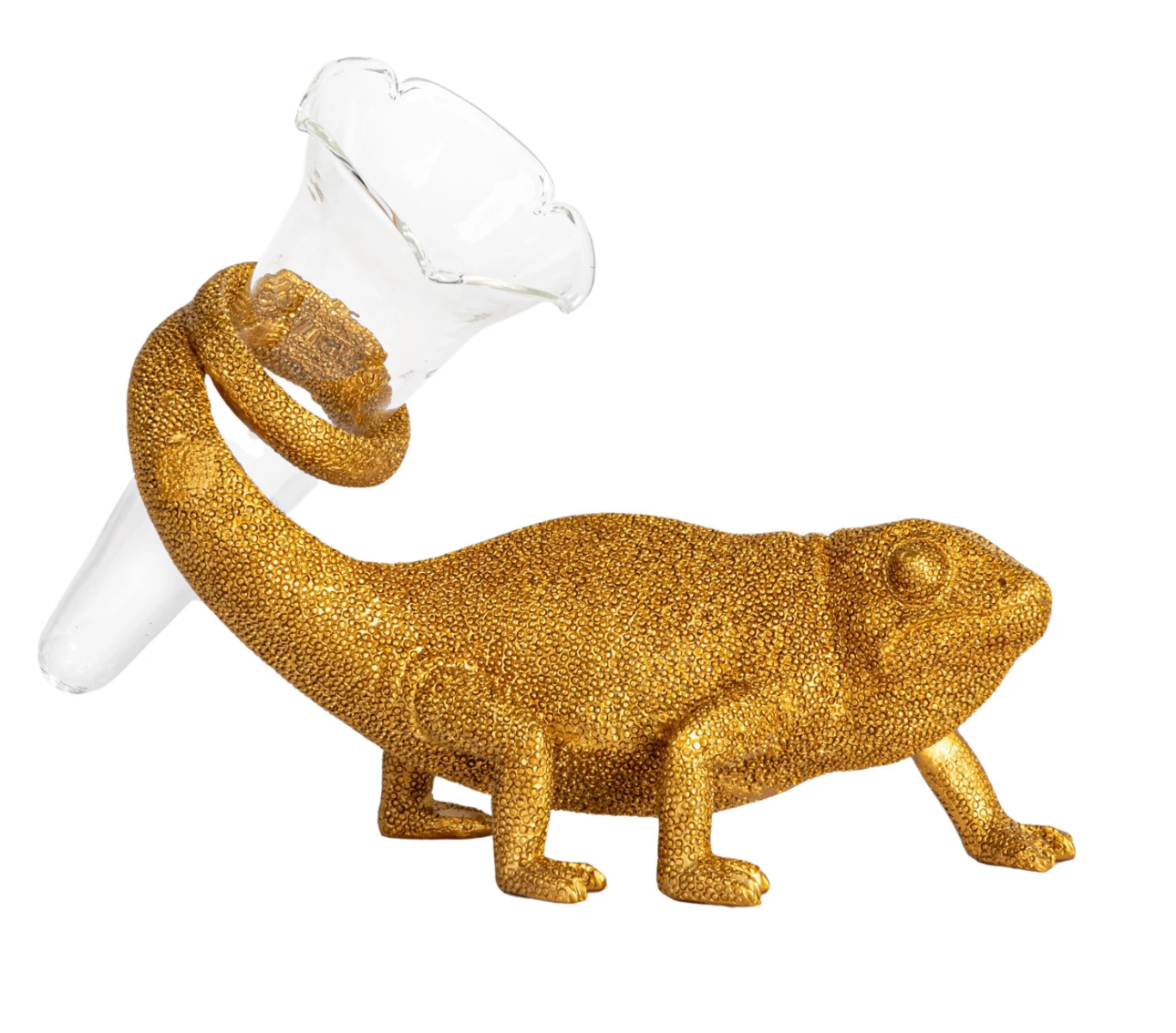 Resin Chameleon w/Vase