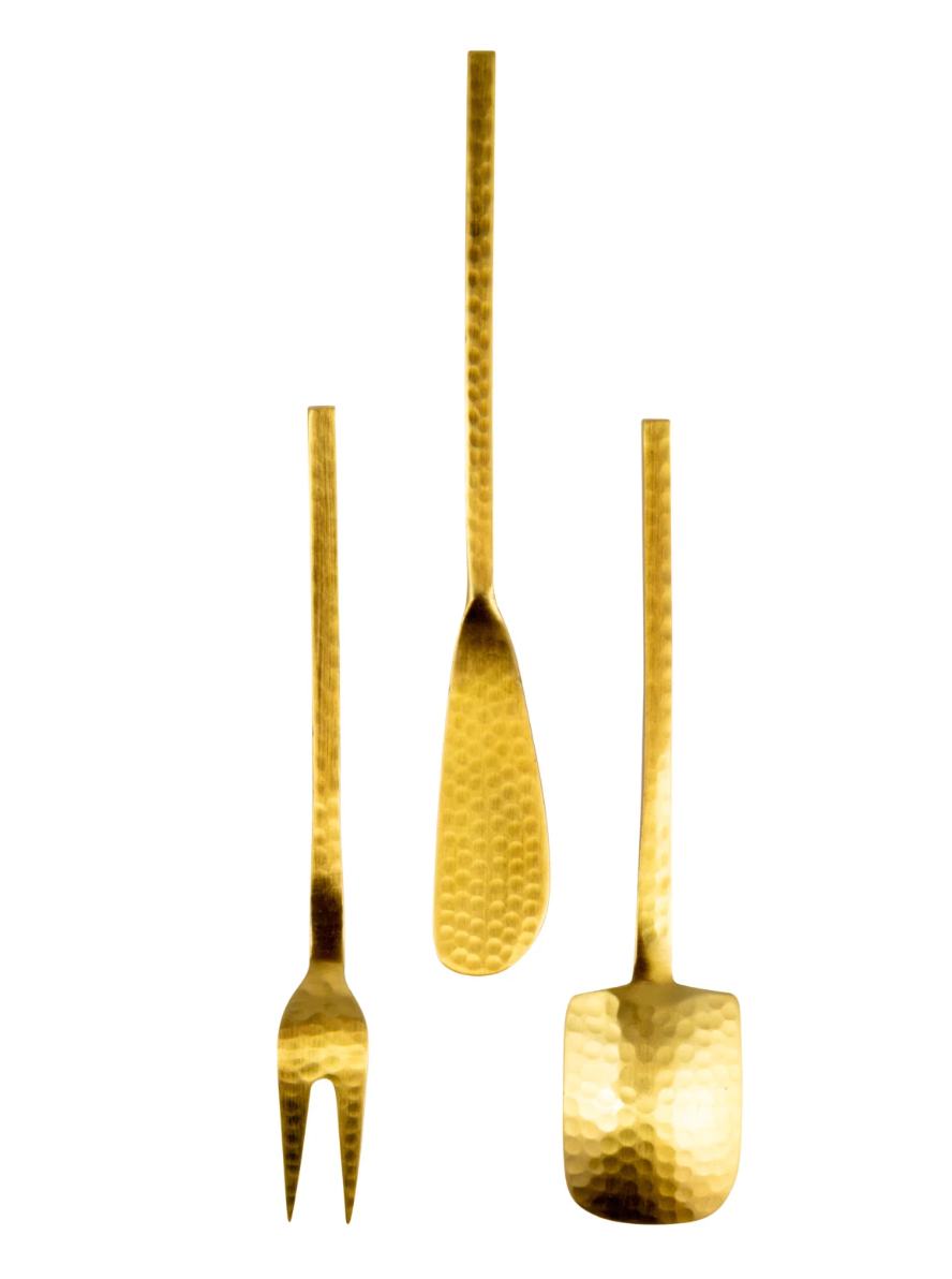 S/3 Hammered Stainless Steel Utensil