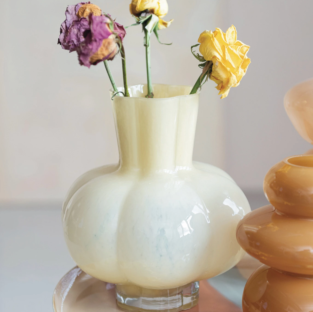 Yellow Pleated Vase