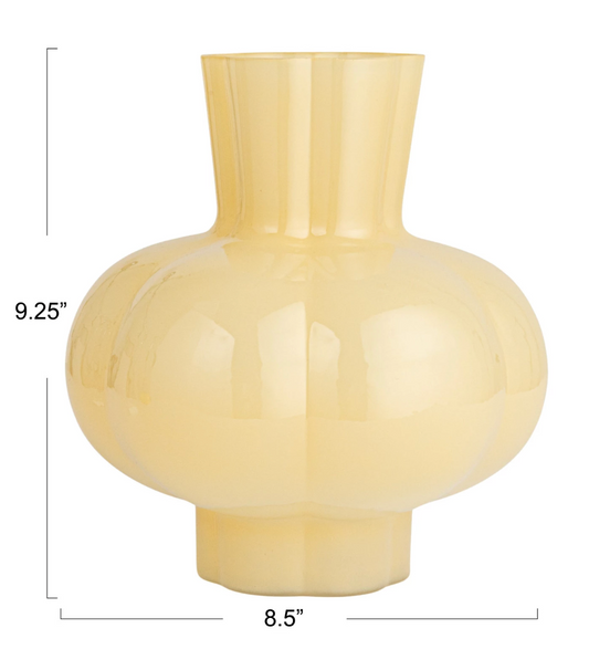 Yellow Pleated Vase