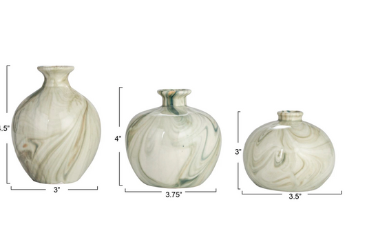 S/3 Stoneware Vases