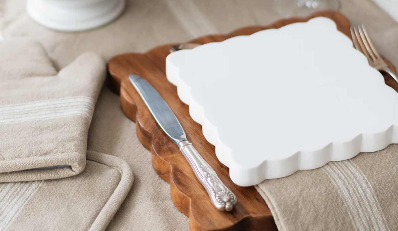 S/2 Scalloped Cheese Board