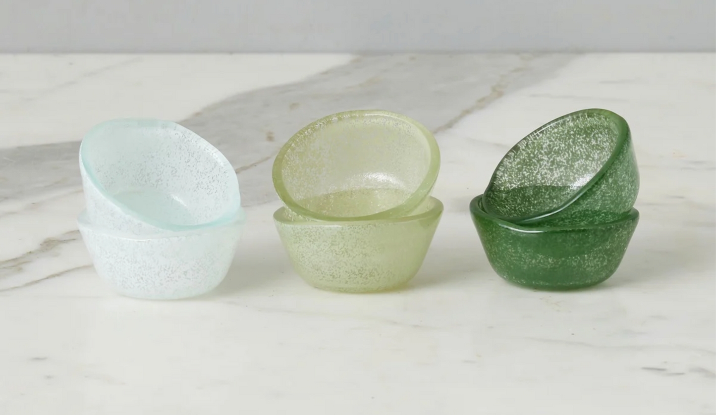 S/6 Glass Pinch Pots