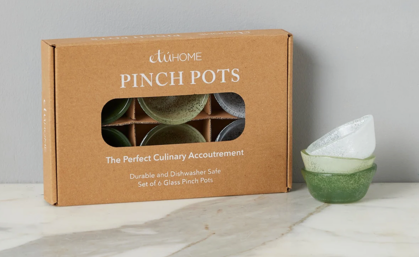 S/6 Glass Pinch Pots