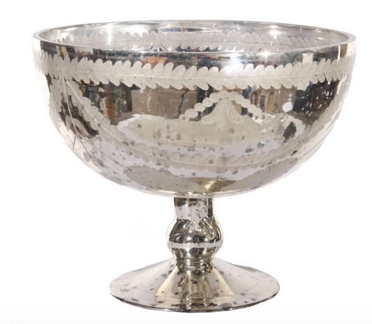 Silver Glass Engraved Bowl