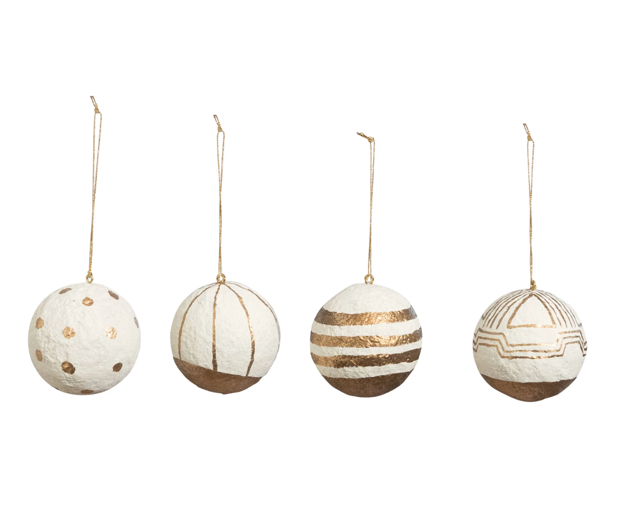 Gold & White Paper Mache Ornament