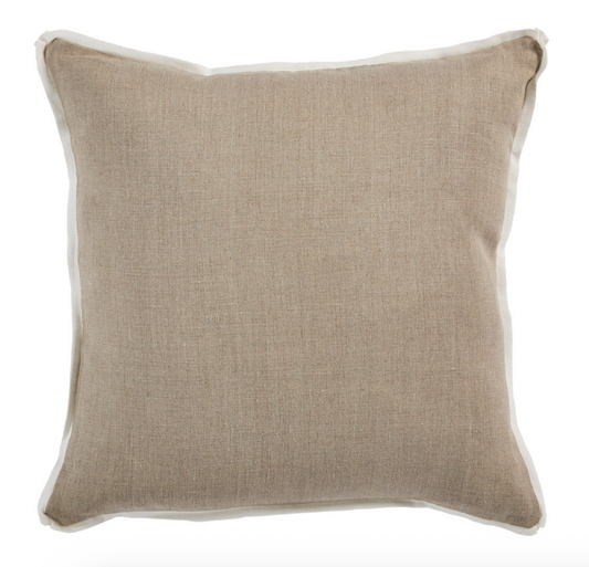 22" Natural Linen w/Oyster Flange Pillows-PAIR