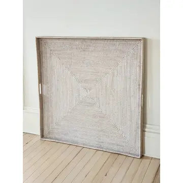 Whitewash Square Tray w/Handle