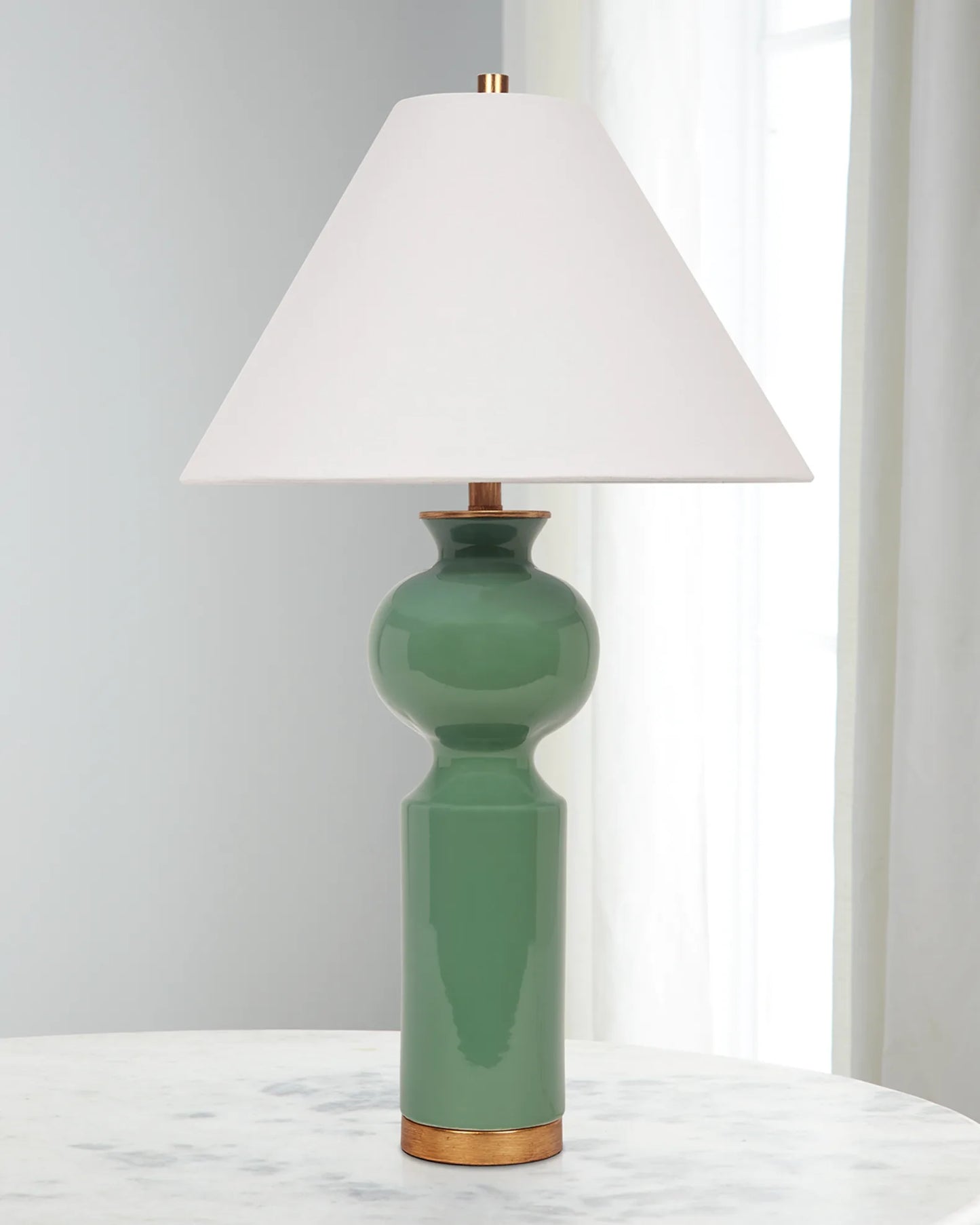 Green Table Lamp with Shade