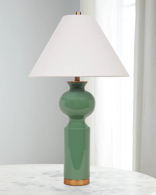 Green Table Lamp with Shade