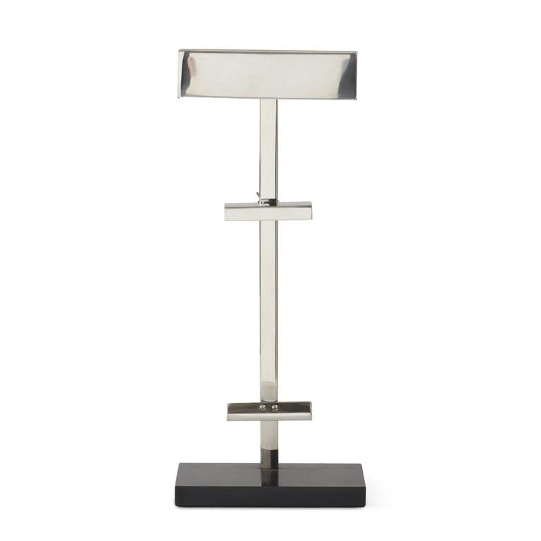 Silver Metal Easel Lamp w/Black Stone Base