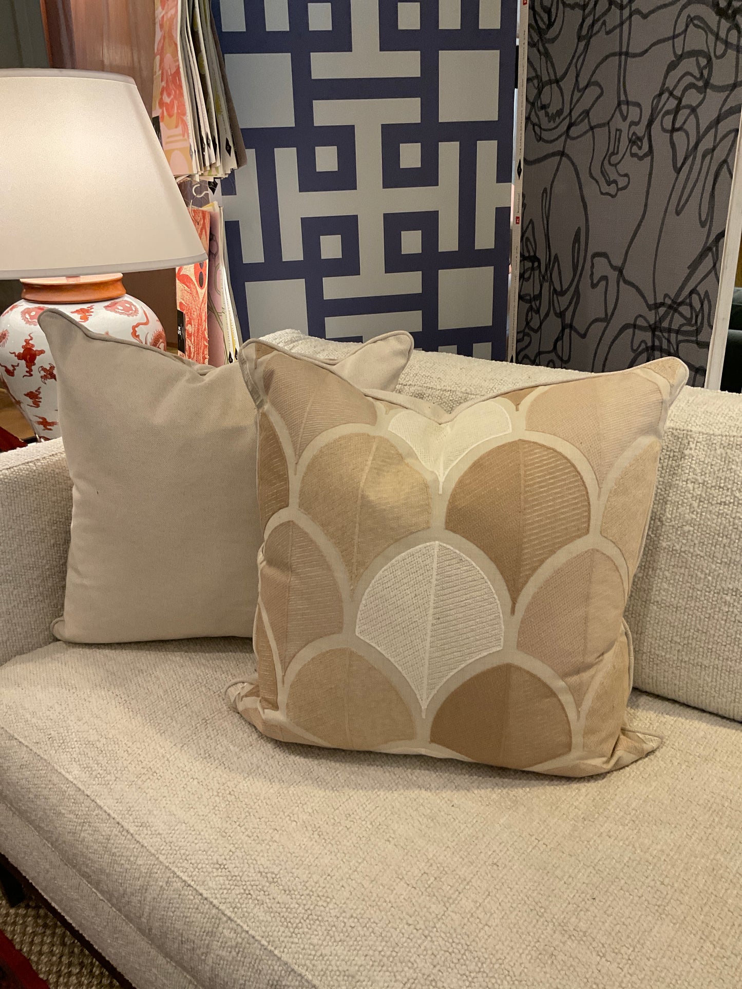 22" Camel Scalloped Pillows-PAIR