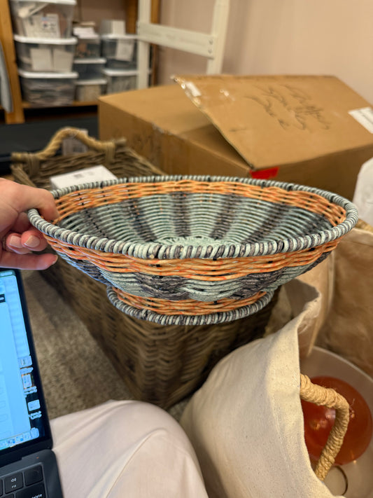 Blue + Orange Woven Bowl