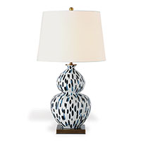 PAIR of Blue and White Lamps with Shades