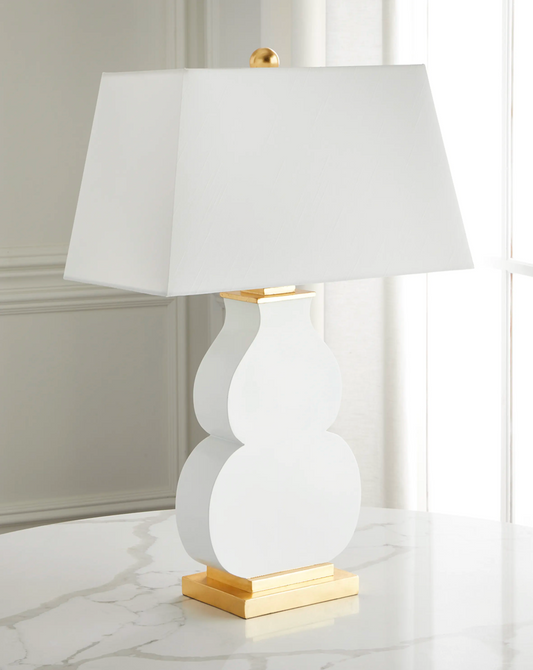 PAIR of White Flat Lamps with Shade