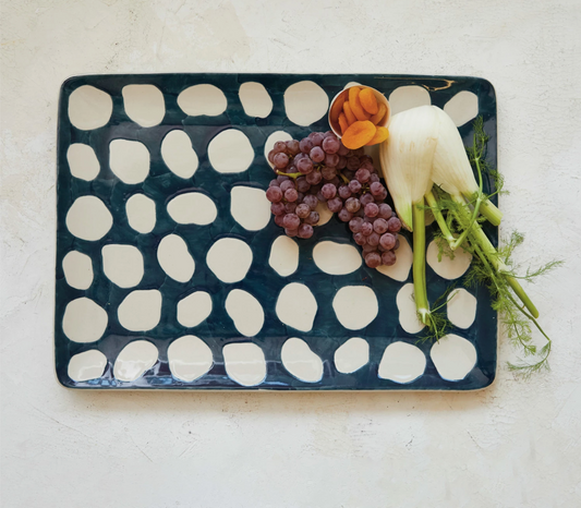 Stoneware Platter with Dots