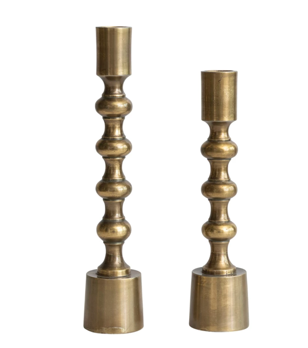 S/2 Antique Gold Taper Holder