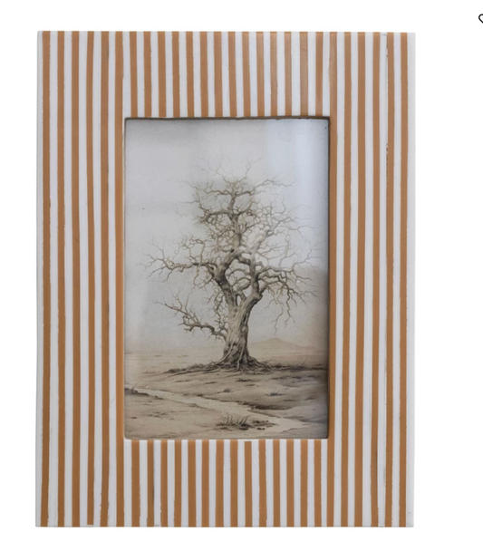 Caramel & White Striped Frame