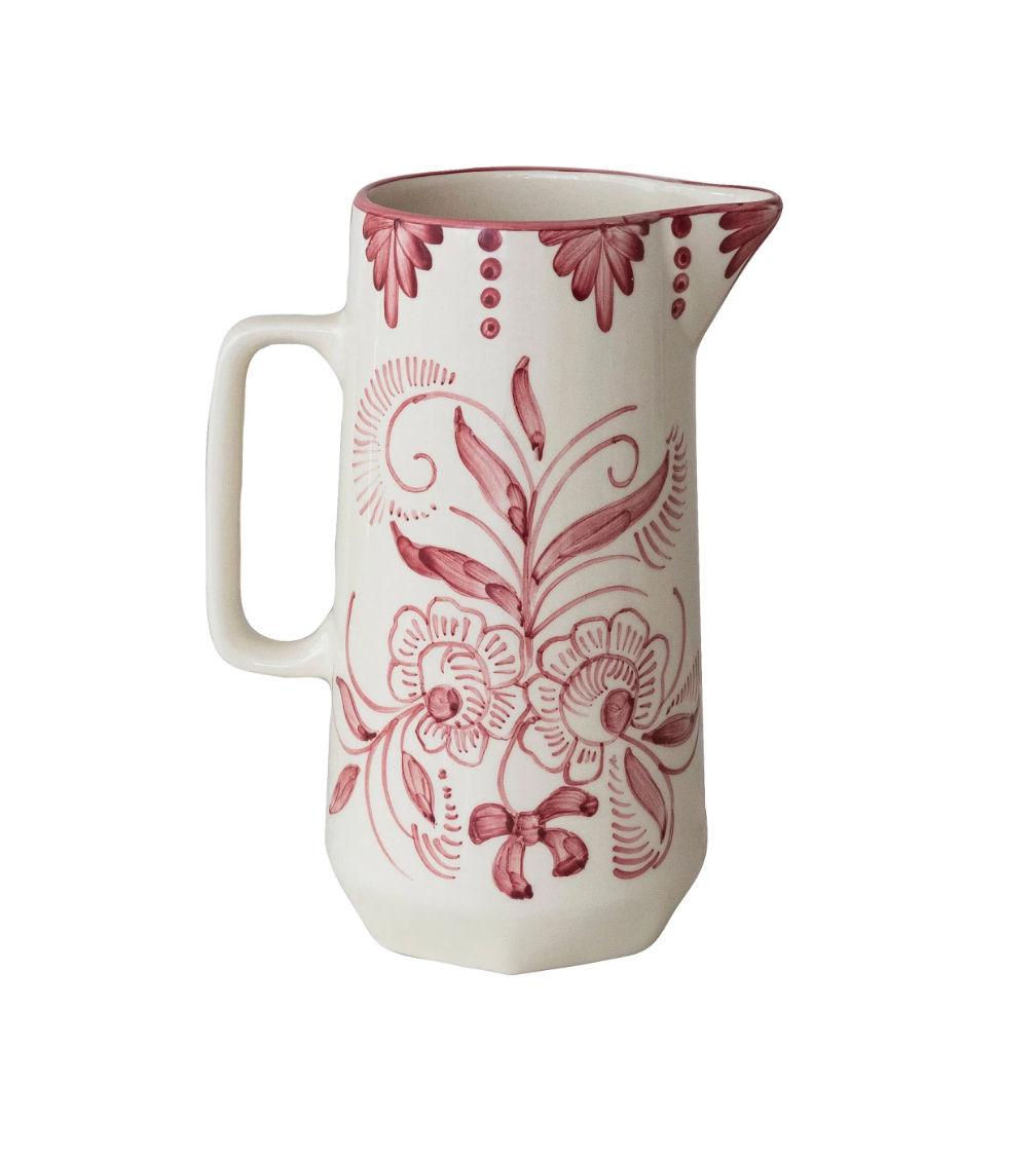 Hand-Painted Botanical Pitcher
