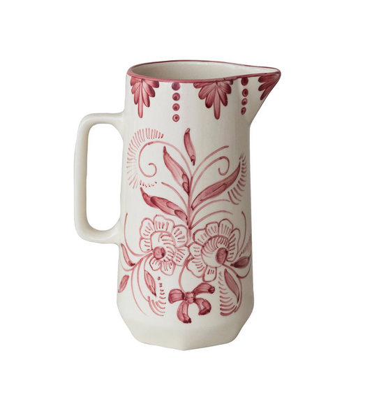 Hand-Painted Botanical Pitcher