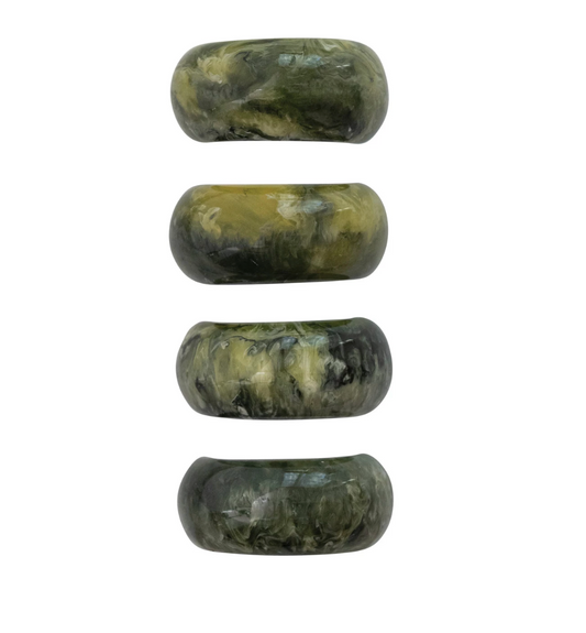 S/4 Olive Marbled Resin Napkin Holder