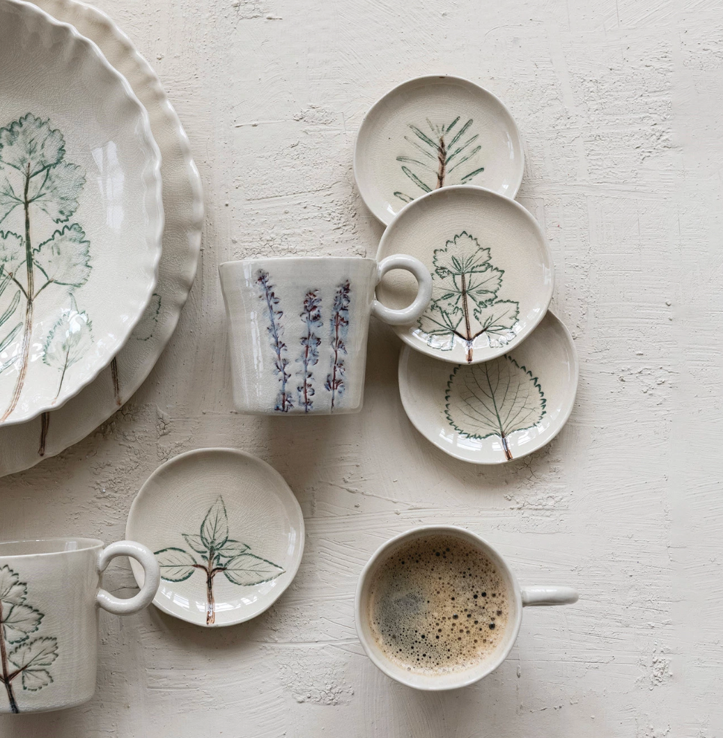 Stoneware Dish w/Botanical Print