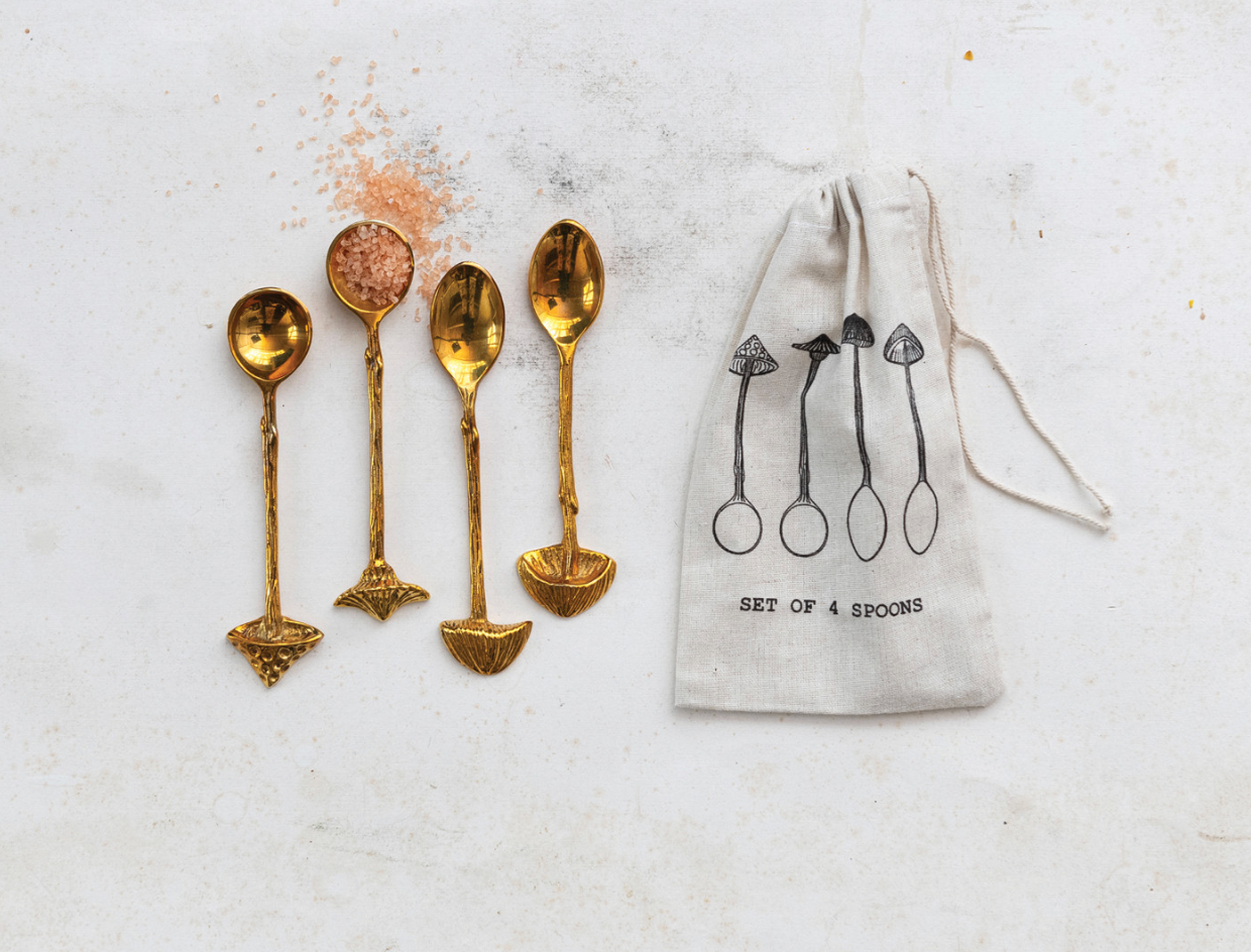 S/4 Mushroom Brass Spoons